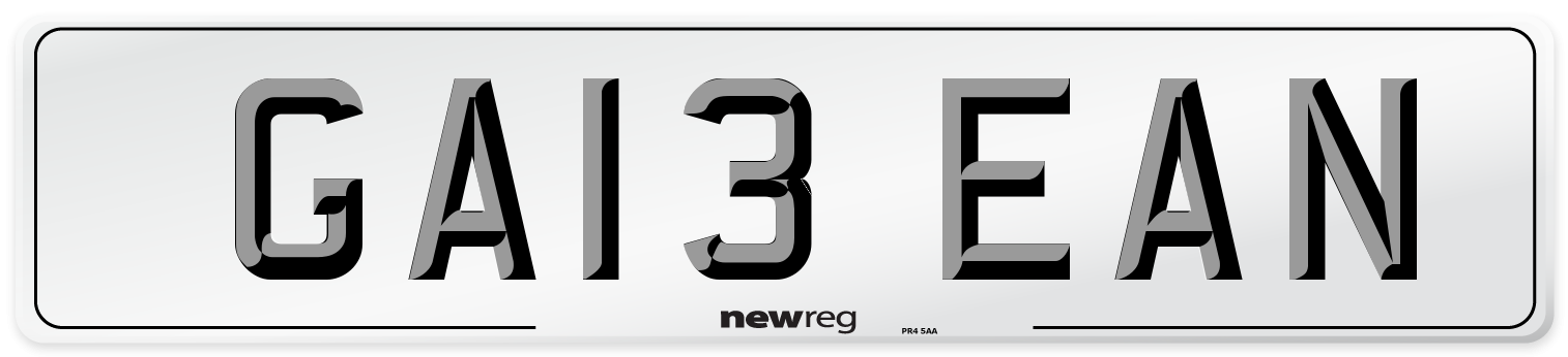 GA13 EAN Number Plate from New Reg